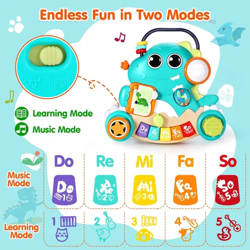 Miniatura 4 de WITALENT Juguetes para bebés de 6 a 12 meses, piano de dinosaurio, música, juguetes iluminados para niños de 1 año, juguetes infantiles para 7, 8