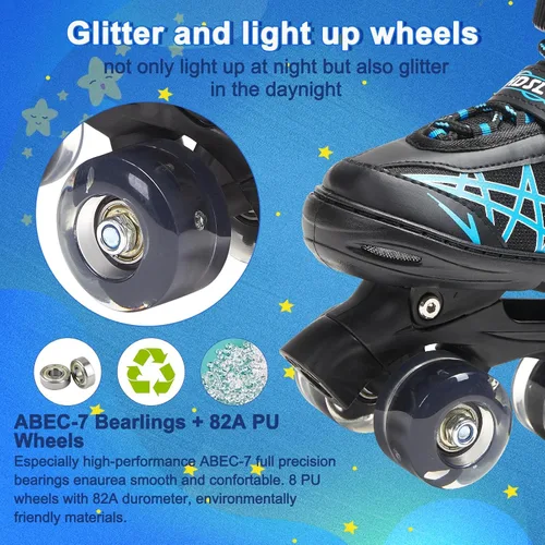 Miniatura 6 de SHDSL Patines de ruedas para niñas para niños principiantes 4 tamaños ajustables, patines de ruedas iluminados con 8 ruedas para niñas, patines