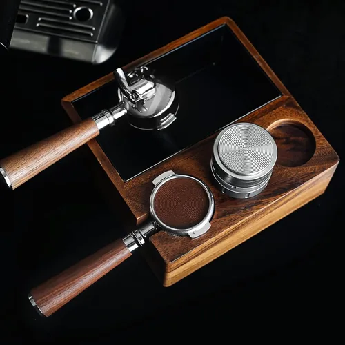 Miniatura 6 de Caja de café para portafiltro de 2.283 in – 4 en 1 de nogal natural Espresso estación de tamping, distribuidor y soporte de manipulación, contenedor