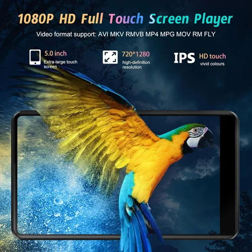 Miniatura 5 de 96GB MP3 Player with Android 13 OS, 5" MP3 Player with Bluetooth and WiFi, 1080P HD MP4 Player, Music Player Preloaded with Spotify, Audible, and