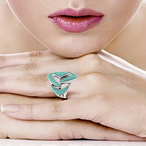 Miniatura 2 de Anillo turquesa en plata de ley 925 y turquesa auténtica (elige color)