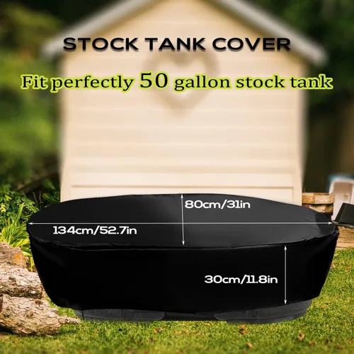 Miniatura 2 de TOYMIS Cubierta para tanque de almacenamiento ovalada resistente al calor, impermeable, negra, 52.8 x 31.5 x 11.8 pulgadas, personalizada, sólida