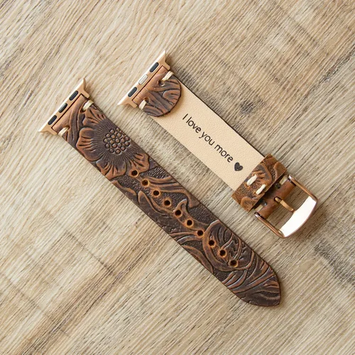 Miniatura 5 de Correas de reloj de cuero con nombre personalizado compatibles con Apple Watch de 1.575 pulgadas, 1.614 pulgadas, 1.496 pulgadas, 1.654 pulgadas