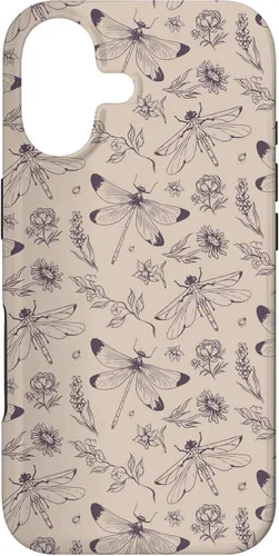 Miniatura 32 de Vintage Dragonfly Tan Sand Beige Wildflower Floral Flower Case for iPhone 16