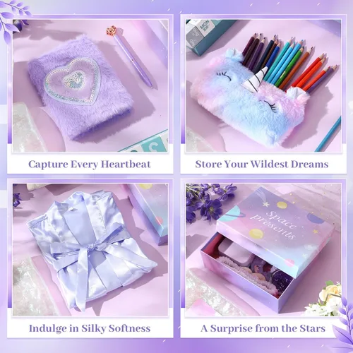 Miniatura 5 de Eurzom 16 piezas de regalos de moda para adolescentes, regalo de cumpleaños para niñas adolescentes de 12 a 16 años, bata de maquillaje peluda