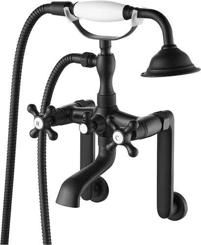 Miniatura 11 de gotonovo Clawfoot - Grifo de bañera con grifo de ducha de mano, juego victoriano de doble cruz con brazos oscilantes ajustables en el centro de 6