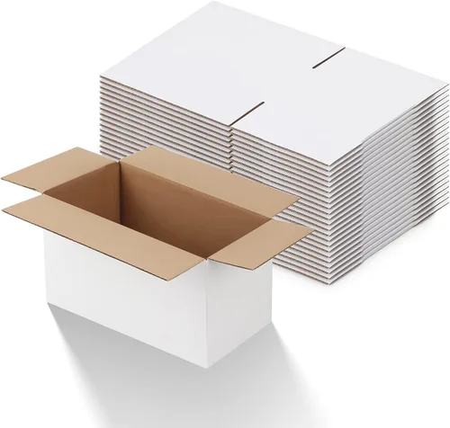 Miniatura 20 de Calenzana Juego de 40 Cajas de Envío 8x6x6, Caja de Cartón Corrugado Blanco para Envío, Embalaje de Regalos, Pequeña Empresa