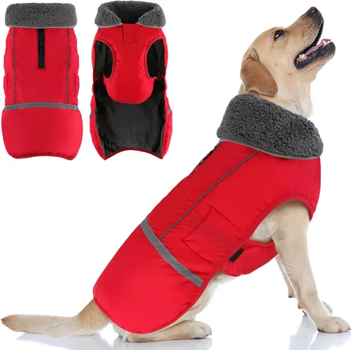 Miniatura 16 de Doglay Abrigo para Perro, Chaqueta Impermeable para Perro Abrigo de Invierno para Mascotas para Clima Frío con Cuello Peludo Grueso, Chaqueta