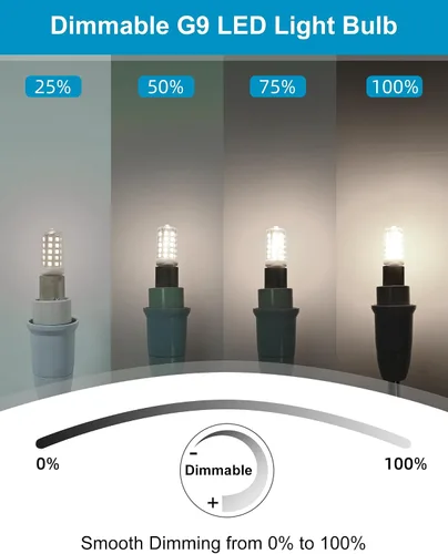 Miniatura 3 de Paquete de 10 bombillas LED G9 regulables 5000K luz diurna blanca, 4W 40W equivalente a T4, 450 LM, base G9 bi-pin para iluminación del hogar