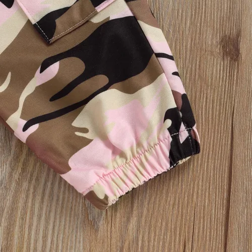 Miniatura 6 de Mandizy Conjunto de ropa de otoño para bebé niña pequeña, sudadera de manga larga con estampado de letras bendecidas, pantalones de camuflaje