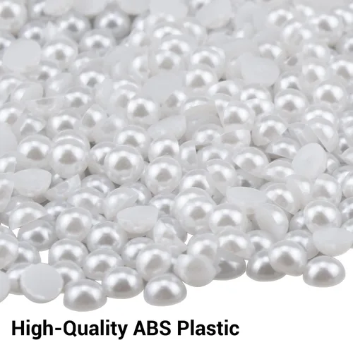 Miniatura 4 de 2000 piezas de perlas de 0.315 pulgadas para manualidades, perlas blancas de espalda plana, cabujón medio redondo, perlas de imitación de perlas