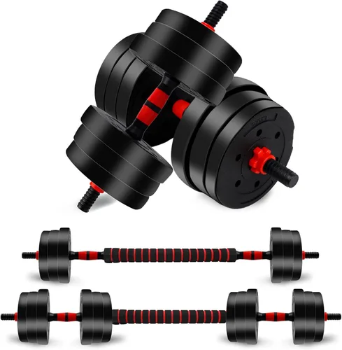 Miniatura 8 de Adjustable Dumbbells Set, Upgrade Free Weight Set with Connecting Rod, 3 in 1 Dumbbell Set Used as Dumbbells, Barbell, Push Up Stand, Fitness Negro