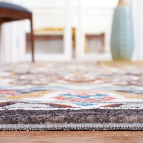 Miniatura 4 de SAFAVIEH Riviera Collection - Alfombra lavable de 2 pies 2 pulgadas x 9 pies, beige y carbón, antideslizante y fácil de limpiar, ideal para sala