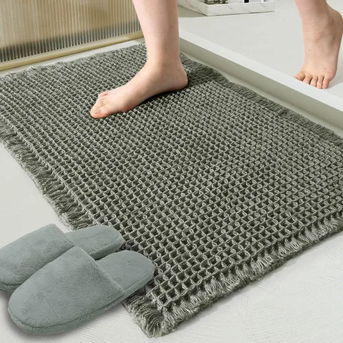 Miniatura 17 de ZALL - Tapete de baño de punto gofre beige, súper absorbente, antideslizante, color crema, 18 x 30 pulgadas, lavable a máquina, ultra suave