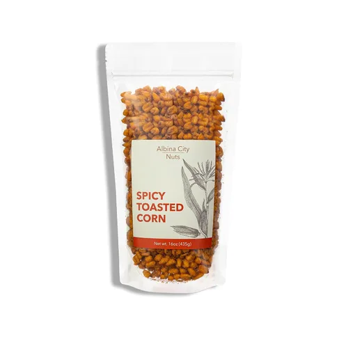 Albina City Nuts Maíz tostado picante, extremadamente picante y sabroso, con un suave crujido hecho de ingredientes no transgénicos libres de