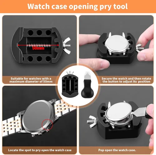 Miniatura 4 de Kit de herramientas de repuesto de batería de reloj, kit de reparación de BYNIIUR Watch, abridor de reloj, herramienta de extracción de llave