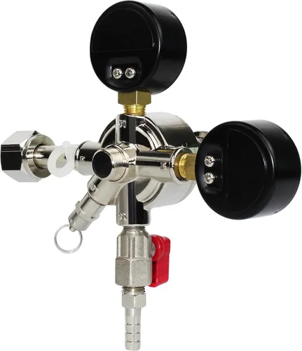 Miniatura 4 de HFS (R) Regulador de CO2 de doble calibre de alta resistencia, cromado, ajuste de flujo sin herramientas, presión ajustable de 0-60 PSI, seguridad