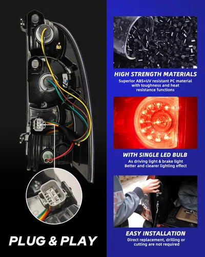 Miniatura 9 de AUTOONE Conjunto de luces traseras para Toyota Tacoma, conjunto de lámpara trasera para camioneta Tacoma 2005-2015, parte trasera de fábrica, OEM