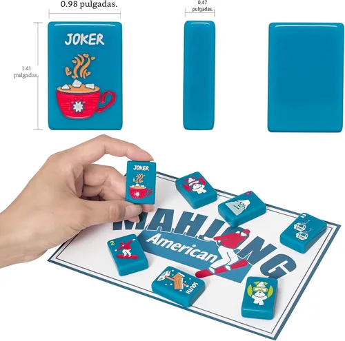 Miniatura 3 de Jongyance American Mahjong - Juego de fichas con bolsa de transporte y accesorios, 160 fichas de Mahjong grabadas en acrílico