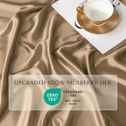 Miniatura 54 de THXSILK Juego de sábanas bajeras de 100% seda de morera, 3 piezas de seda 7A+, transpirable, suave, sábana bajera de 16 pulgadas de profundidad, 2