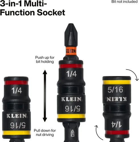 Miniatura 5 de Klein Tools 32910RCHT Destornillador de Impacto, Juego de Dados de Impacto SAE 7 en 1 con Mango de Trinquete, Dado Giratorio con Tamaños de Llave