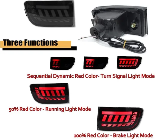 Miniatura 2 de para 2003-2005 Toyota 4Runner, 2002-2009 Toyota Land Cruiser Prado 120 Reflector de Parachoques Trasero Señal de Giro Secuencial Luz de Freno Luces