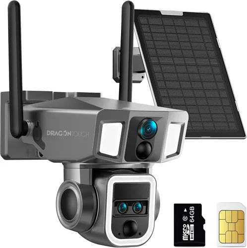Cámara de seguridad celular 4G LTE para exteriores, cámara solar inalámbrica de 10x zoom óptico 4K, 12000mAh, sin WiFi o modo WiFi 2, cámara de