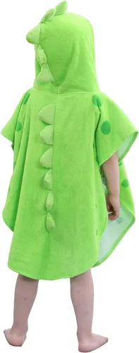 Miniatura 3 de LOLANTA Toallas de baño con capucha de tela de rizo para niños, toalla de playa para niños, poncho de piscina, bata de algodón (verde #B, 4-6 años)