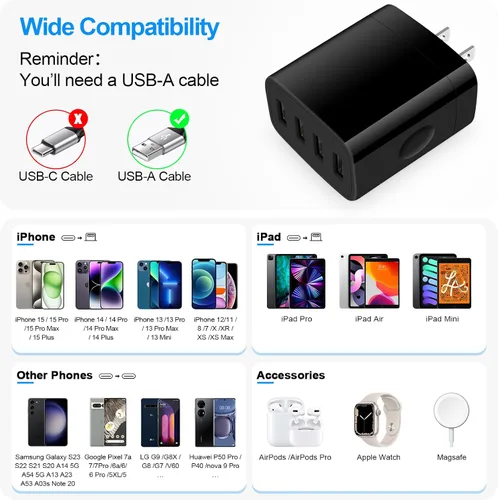 Miniatura 6 de Estación de carga USB para Samsung Galaxy S26 Ultra S25 FE S24 S23 S22 S21 S20 A17 A16 5G A56 Z Flip 7 Z Fold 7, bloque de carga rápida, enchufe USB