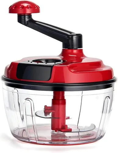 Procesador manual de alimentos,Picador de manivela manual de 8 tazas,Licuadora de picadora con recipiente transparente,para verduras, carne, frutas,