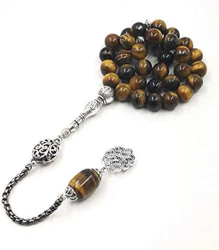 Miniatura 3 de ALBASHAN Ojos de tigre naturales Tasbih rosario musulmán islam 33 45 66 99 cuentas de oración arabia saudita joyería de moda árabe pulsera turca