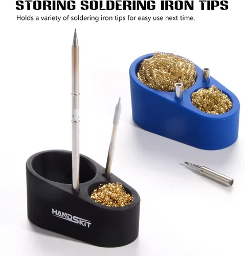 Miniatura 3 de HANDSKIT Limpiador de puntas, pasta de limpieza para puntas de soldadura, soporte para puntas de hierro, punta de soporte, estañador, puntas de Azul