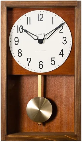 Reloj de pared con péndulo, reloj de escritorio japonés hecho a mano con madera maciza de haya, roble y nogal, sin tictac, funciona con pilas,