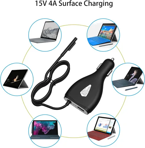 Miniatura 6 de Surface - Cargador de coche, 70 W, 15 V, 4 A, fuente de alimentación para Microsoft Surface Pro 5/Pro 6/Pro 7/Pro 8/Pro X, Surface Book, Surface Go