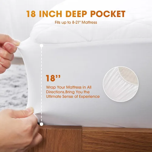 Miniatura 5 de Protector de colchón térmico tamaño individual, protector de colchón eléctrico con funciones de precalentamiento, calentador de cama con controlador