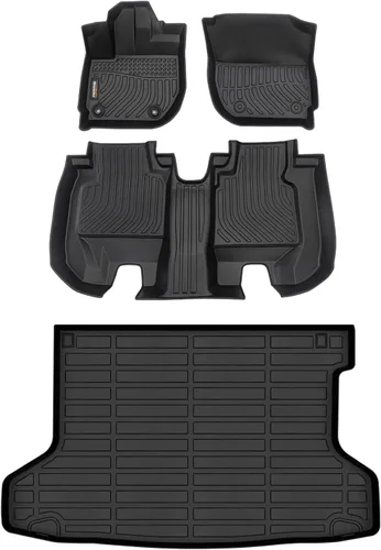 Miniatura 67 de Alfombrillas para todo tipo de clima y forro de carga para Volkswagen Atlas 2018-2025 (asiento de cubo de 6 pasajeros), juego completo de 3 filas