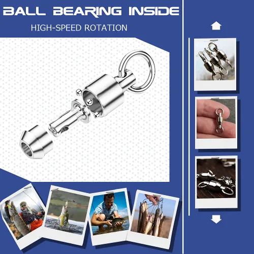 Miniatura 5 de AMYSPORTS Rodamientos de bolas de pesca giratorios de acero inoxidable de alta resistencia, rodamientos giratorios de pesca de barril de pesca
