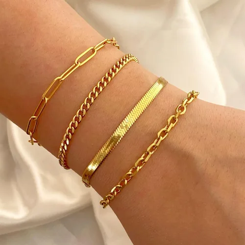 Miniatura 68 de Long tiantian Pulsera de oro gruesa para mujer, pulseras de oro delicadas, pulseras para mujer, pulseras apilables de eslabones de cadena