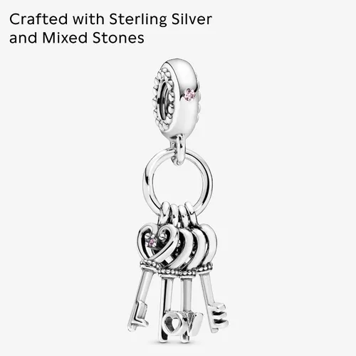 Miniatura 3 de PANDORA Joyas Llaves del amor colgantes de cristal y circonitas cúbicas en plata de ley, Metal Cristal, Circonita Cúbica