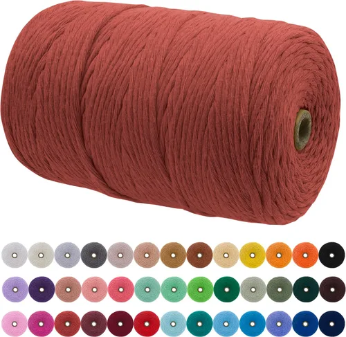 Miniatura 30 de JeogYong Cordón de macramé de un solo hilo 2mm x 164 yardas (492 pies) Cuerda de algodón suave, hilo de macramé 2 mm, suministros de macramé