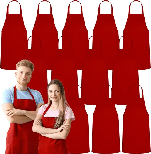 Miniatura 10 de GREEN LIFESTYLE Paquete de 2 delantales de chef con bolsillos, delantales de parrilla para hombres, delantal de cocina impermeable para barbacoa