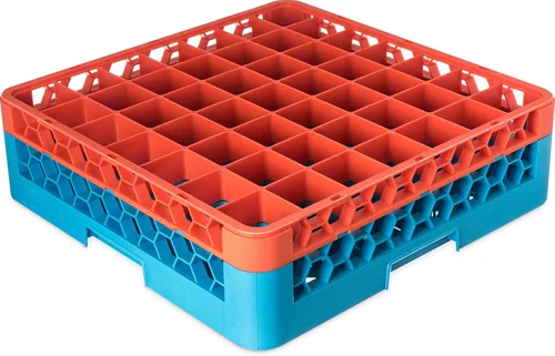 Miniatura 55 de Carlisle FoodService Products RG9-214 OptiClean Estante de vidrio con 9 compartimentos con 2 extensores, 7.12 pulgadas, polipropileno, azul