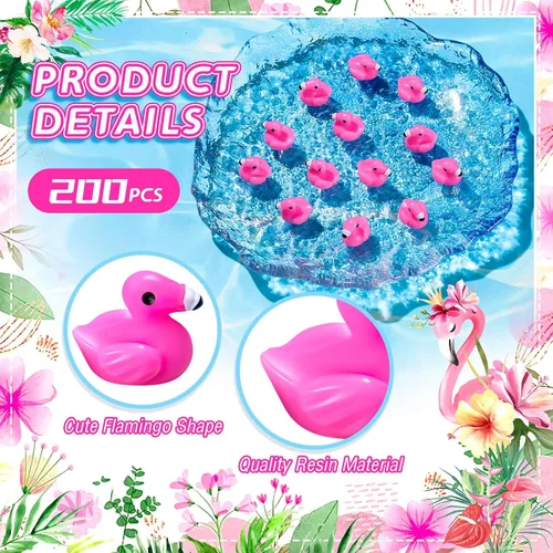 Miniatura 2 de HFAYDZSW 100 piezas de mini patos de flamenco de resina, figuras diminutas de flamenco para decoración de pastel, casa de muñecas, paisaje