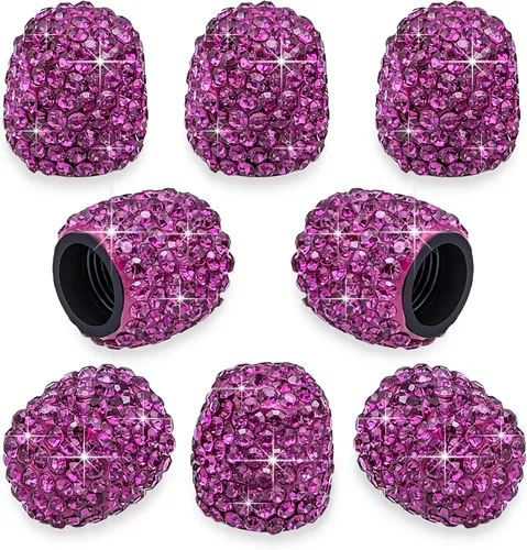 Miniatura 35 de 8 PCS Tapas de Válvula de Vástago de Neumático con Diamantes de Cristal Brillante, Tapas de Válvula de Neumático de Coche a Prueba de Polvo Blanco
