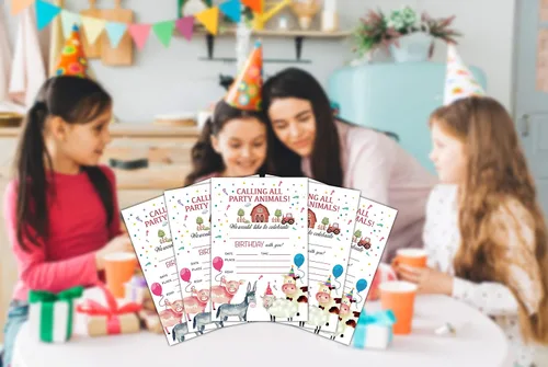 Miniatura 4 de Tarjetas de invitación de fiesta de cumpleaños para niños, invitaciones de fiesta, celebración de fiesta para adolescentes, animales de granja