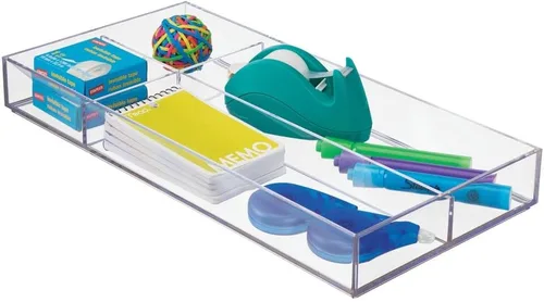 mDesign Bandeja organizadora de cajones de almacenamiento divididos de plástico apilable para oficina, para armario, escritorio, estante u