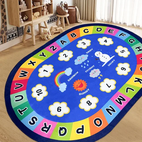 Miniatura 15 de USTIDE Alfombra ovalada para niños, 5 x 7 pulgadas, con letras del alfabeto ABC, alfombra educativa antideslizante, alfombra de juego para el aula