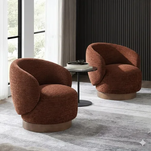 Miniatura 22 de KISLOT Silla giratoria moderna de barril redondo con tela tapizada de rendimiento para sala de estar, dormitorio, sala de espera, 1 caja