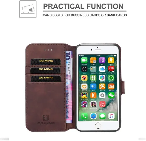 Miniatura 3 de UEEBAI Funda de cuero PU para iPhone 6 6S, Vintage Retro Premium Wallet Flip Cover TPU Inner Shell [ranuras para tarjetas] [Cierre magnético]