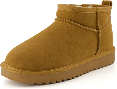 Miniatura 72 de CUSHIONAIRE, Hip 2 - Botas de nieve de gamuza auténtica para mujer, sin cordones, con cómodo forro de piel de oveja sintética + espuma viscoelástica